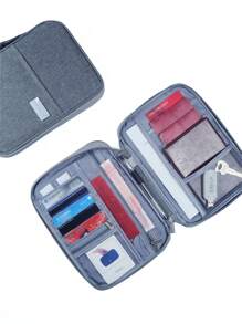 便携式旅行护照夹，带多个现金和卡片隔层，手持护照文件整理袋；防水旅行证件收纳袋旅行用品旅行整理袋旅行用品旅行钱包护照夹护照钱包海滩度假包夏季圣诞假期 - 灰色 - 查看 10