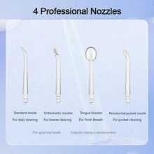 1pc Rechargeable Water Flosser With 4 Nozzles, Portable Oral Irrigator, Cordless Dental Floss, Diy Mode - White - View 9