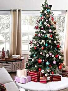 1件白色蓬松圣诞树裙 节日装饰 最佳礼物 生日 家居装饰 圣诞节装饰 房间装饰 冬季圣诞节装饰 家居圣诞礼物 圣诞装饰 - 白色 - 查看 3