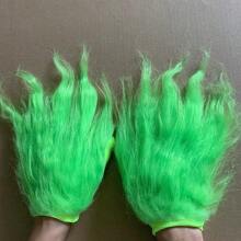 1pair Green Fluffy Gloves, For Party, Festival - Mint Green - View 1