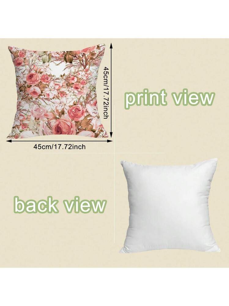 Set Di 4 Federe Per Cuscino Decorative Con Tulipani – 50x50 Cm, Motivo Primaverile Rosa, Home Sweet Home, Per Divano - 2