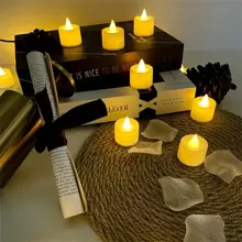 12/24/48 pièces Bougies LED sans flamme, bougies chauffe-plat à piles, bougies de thé romantiques pour anniversaire, fête de mariage, décoration de chambre, cadeaux