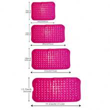 件梅紅色淋浴墊，現代簡約風格 PVC 材質，按摩腳浴室地毯，可清洗，帶吸盤和排水孔，防滑，適合淋浴間、浴室、浴缸前。多種顏色和尺寸可供選擇 - 玫紅色 - 查看 5
