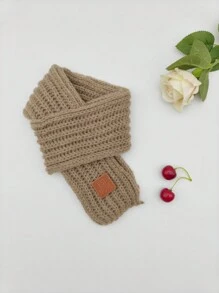 1 件卡其色针织围巾，温暖可爱，适合1-5岁儿童，秋冬季 - 卡其色 - 查看 1