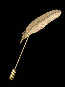 1 件金色男士葉形胸針 - 金色 - 查看 2