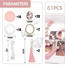 61 cái/bộ Của 15mm Phấn màu Tròn Silicone Hạt 10mm Pha lê Spacer Hạt Với Nylon Cord Tua Cao su silicon Trang trí Hạt , Đối với DIY Vòng tay Đồ trang trí Ba lô Vật rủ xuống Mặt dây chuyền chìa khóa Chuỗi Nhiều loại Trang trí Phụ kiện Đến Mặc Phụ kiện trang sức - Nhiều màu - Xem 5