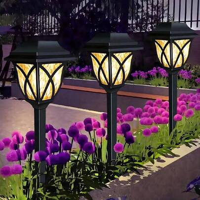 6 件套太阳能户外灯 - 防水花园小径照明灯，适用于草坪、露台、走道，LED 景观装饰，从黄昏到黎明