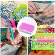 48件diy畫畫膠粘土套裝,鑽石畫筆膠水,彩色鑽石畫蠟與收納盒適用於5d鑽石畫刺繡配件(0.78in X 0.78in) - 彩色 - 查看 7