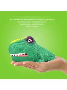 咬手指恐龙毛绒玩具，恶作剧缓解压力压牙游戏趣味玩具适合成人聚会礼物房间装饰 - 綠色 - 查看 3