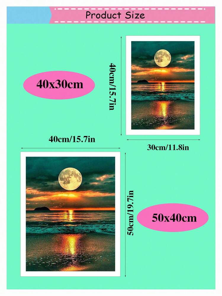 DCIDBEI 5D Diamond Painting Anime Kit Completo Paesaggio Luna di mare, DIY Pittura Diamante Kit Faro, Adulti Ricamo Diamante Art per Parete Soggiorno Decorazione,40X50cm