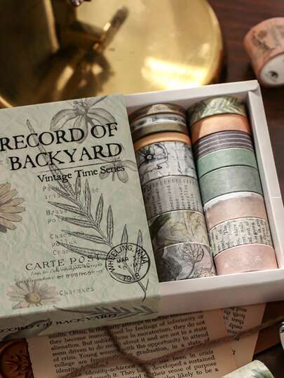Set de 20 rollos de cinta decorativa con patrones de serie de tiempo vintage, material creativo y sencillo para decoración occidental para scrapbooking, diarios, útiles escolares, vuelta al cole