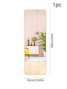 全身鏡63"x19.69"鋁框圓角金色全身落地鏡子矩形立鏡,適用於客廳臥室更衣室 - 金色 - 查看 2