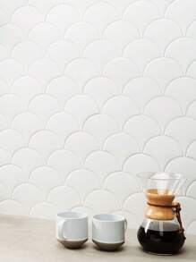 Pure White Fishscale Ceramic Wall Tile, Stick on Tiles Kitchen Backsplash (Thicker Design) - White - View 5