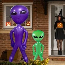 1pc Decoration, Pvc Inflatable Alien Doll - Green - View 4