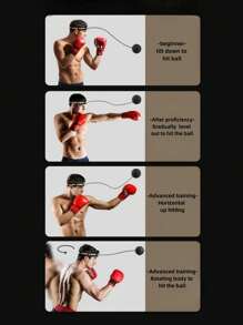 1 件頭戴式拳擊速度訓練球、拳擊訓練反應球、武術拳擊反射球、健身格鬥訓練器材 - 黑色 - 查看 7