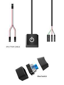 Desktop Computer Power Switch Power Supply Control Adapter Cable 2M External PC Power Button ATX Desktop Computer Case Motherboard Switch On Off Power SW Cables(Black) - Black - View 6