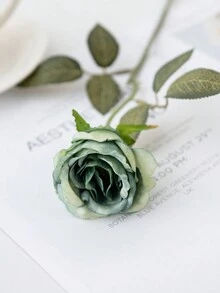 2入組具有復古歐式風格的人造玫瑰花束，適用於家居裝飾、飯廳、臥室、花瓶裝飾、戶外花園、DIY攝影道具、新娘手持花、手腕花材、生日派對裝飾、情人節禮物及新年禮品 - 綠色 - 查看 6