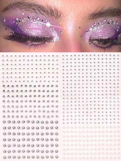 STARTTOOS 2pcs Multiple Sizes 3d Simulated Gemstone Eye And Face Stickers With Small Round Resin Drill Diy Music Festival Y2k Makeup Party Eye And Face Decoration Stickers