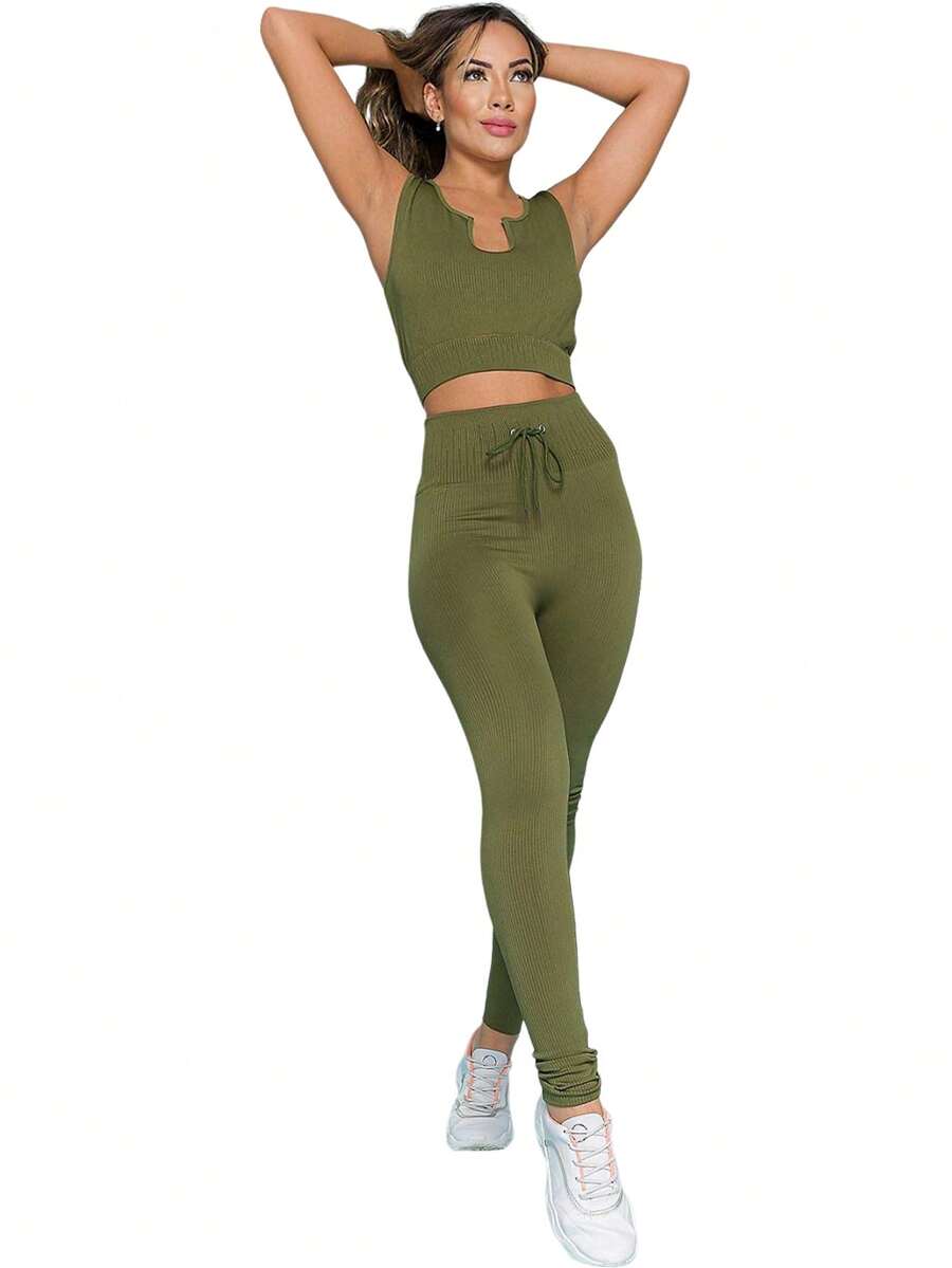 Women Two-piece Outfits - xanh quân đội - Xem 1