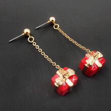 2pcs Women's Christmas Style Gift Box Party Decoration Earrings - Red - View 4