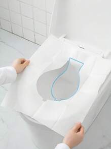 50入組一次性馬桶座椅套、可沖水旅行一次性便攜式馬桶座椅套、紙質馬桶座椅套水溶性便攜式便盆座椅套、飛機、公路旅行、露營和公共浴室的旅行必備配件 - 白色 - 查看 5