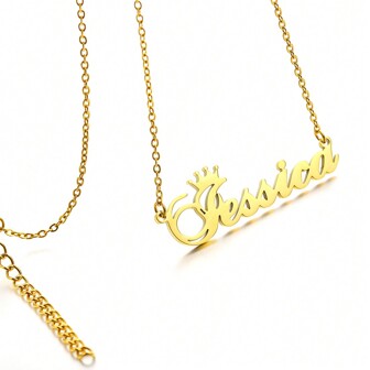 1Pc First Initial Letter H I J Name Necklace Women Girl Crown Sigh Hailey Hannah Harper Jasmine Nameplate Pendant Necklaces Daily Christmas Jewelry Gift 110-136 H-J