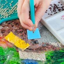 48件diy畫畫膠粘土套裝,鑽石畫筆膠水,彩色鑽石畫蠟與收納盒適用於5d鑽石畫刺繡配件(0.78in X 0.78in) - 彩色 - 查看 5