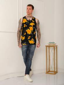 Men Tank Tops - Yellow - View 4