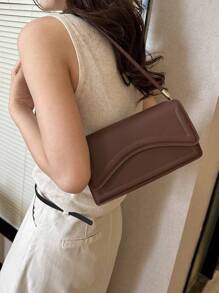 Vintage Retro Thời Trang Màu Trơn Retro Tối Giản Thanh Lịch Túi Đeo Vai - màu nâu - Xem 5