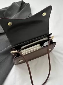 Vintage Retro Thời Trang Màu Trơn Retro Tối Giản Thanh Lịch Túi Đeo Vai - màu nâu - Xem 8