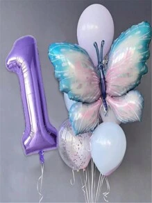 1 件蝴蝶气球装饰生日派对大铝箔气球、婚礼装饰、氦气球、迎婴派对、圣诞节 - 淡紫色 - 查看 4