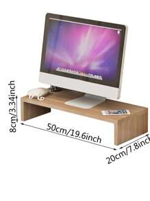 1個辦公室電腦螢幕架增高器,搭配桌面收納盒以存放鍵盤,桌面書架 - 棕色 - 查看 2