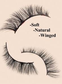 Asiteo 1副猫眼假睫毛，仿貂毛材质，睫毛末端外扩，拉长眼型，柔软自然，整条假睫毛 - 黑色 - 查看 5