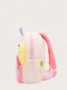 1pc Cartoon Animal Pattern Plush Backpack, Suitable For 2-4 Years Old Boys/Girls, Lion/Giraffe/Unicorn Design