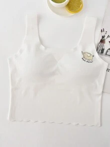 Tween Girl Cute Simple & Fresh Bra - White - View 3