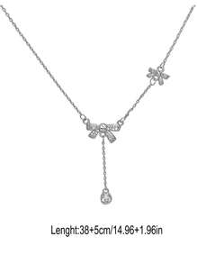 1pc Elegant & Unique Butterfly Shaped Pendant Necklace With Rhinestone & Zirconia Decoration For Women, Suitable For Daily Wear