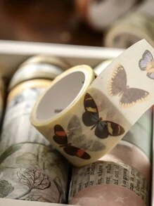 20 rotoli/set di nastro decorativo con motivi d'epoca, decorazioni semplici e creative di stile occidentale per album di ritagli, diario, forniture scolastiche, "Back to School"