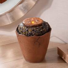 Haobos 1入組7.87英寸復古罐泉,桌面裝飾樹脂室內禪意泉,具有舒緩的聲音,非常適合辦公室和家庭裝飾/禮品 - 橘色 - 查看 2