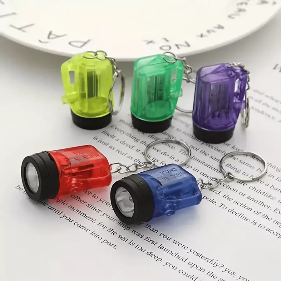Mini Plastic Flashlight Keychains For Men, Suitable For Outdoor Camping Random Color Halloween Gift Souvenir Car Accessories Bag Charm School - Multicolor - View 1