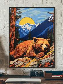 森林熊創意繪畫鑽石畫新款全鑽石刺繡diy馬賽克家庭裝飾牆藝術1件套裝 - 彩色 - 查看 3