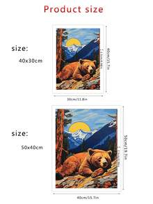 森林熊創意繪畫鑽石畫新款全鑽石刺繡diy馬賽克家庭裝飾牆藝術1件套裝 - 彩色 - 查看 5