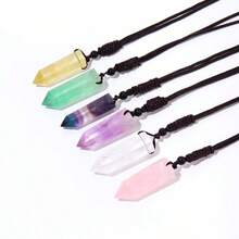 天然水晶吊墜單點水晶項鍊康復寶石首飾類 - 綠色 - 查看 2