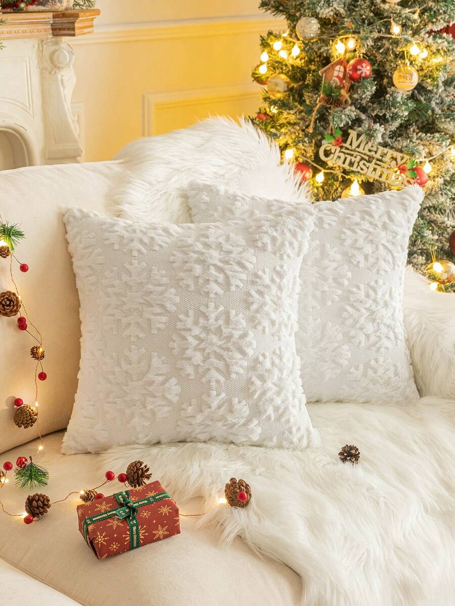 1 件雪花刺繡枕套 - 白色 - 查看 1