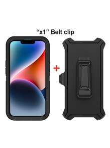 1 件(黑色+黑色)重型防摔保護全身堅固防震防塵三合一手機殼帶皮帶夾支架兼容 Iphone 三星 - 黑色+黑色 - 查看 10