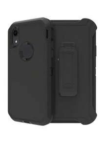 1 件(黑色+黑色)重型防摔保護全身堅固防震防塵三合一手機殼帶皮帶夾支架兼容 Iphone 三星 - 黑色+黑色 - 查看 6