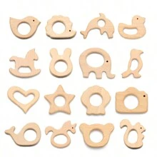3pcs Beech Wood Beading Kit For Diy Crafts, Unpainted Jewelry Making, Animal Shaped Decoration - 3Pcs - View 1