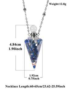 1入天然水晶石黑曜石小瓶頸鏈香水瓶必備精油擴香頸鏈 - 紫色 - 查看 5