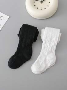 2pcs Girls' Heart Patterned Tights - Multicolor - View 8