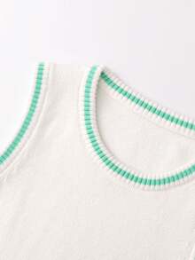 Annil 男孩秋冬季圓領棉馬甲，柔軟保暖的馬甲和肩帶馬甲，白色 - 白色 - 查看 4