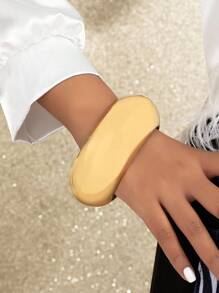 1只幾何金屬誇張手鐲,適合日常配戴 - 金黃色 - 查看 1